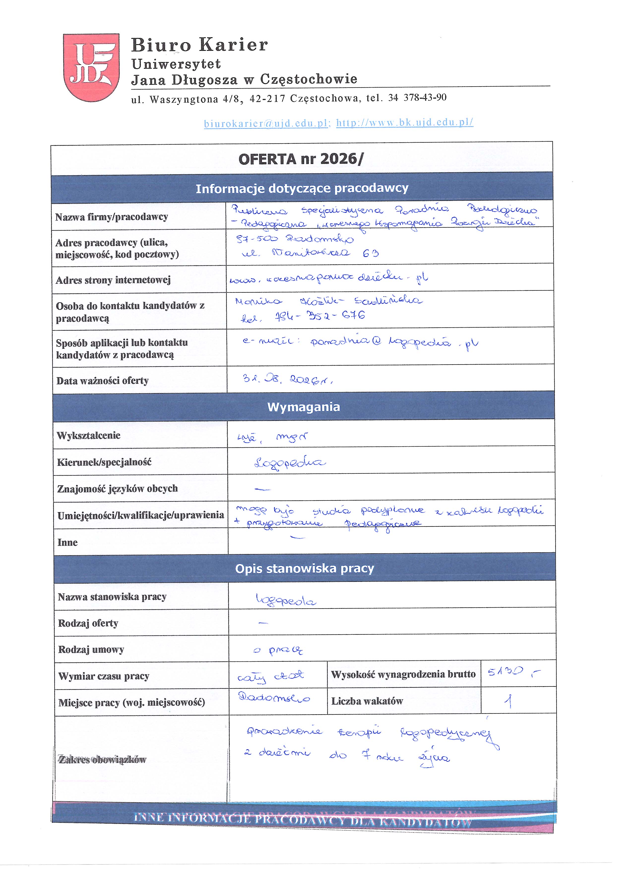 Druk oferty pracy-